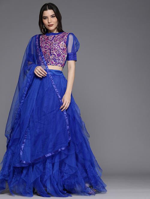 layered lehenga choli with dupatta set - 20208602 - Very Small Image - 1