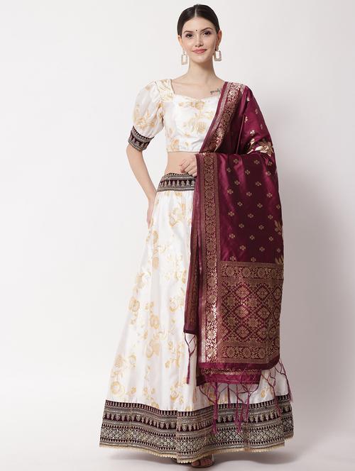 self design flared lehenga choli set with dupatta - 20208605 - Very Small Image - 1