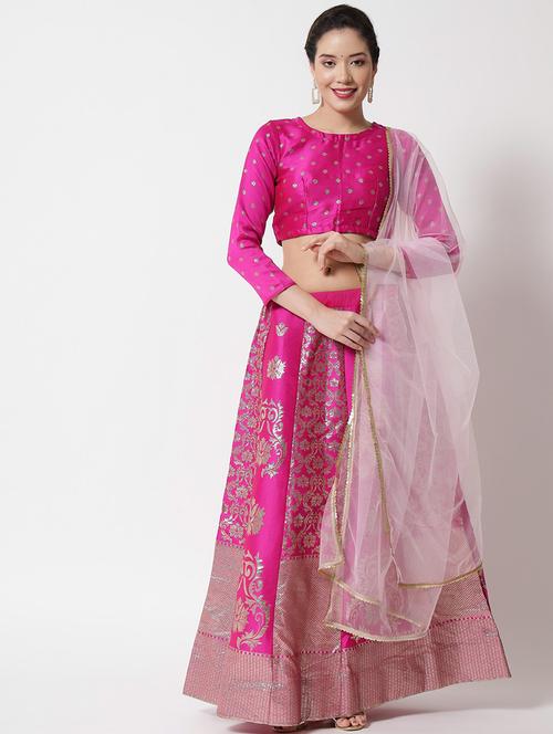 zari work semi-stitched lehenga choli with dupatta - 20208607 - Very Small Image - 1
