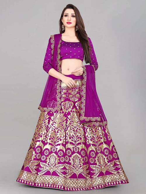 zari work semi-stitched lehenga choli with dupatta - 20208612 - Very Small Image - 1