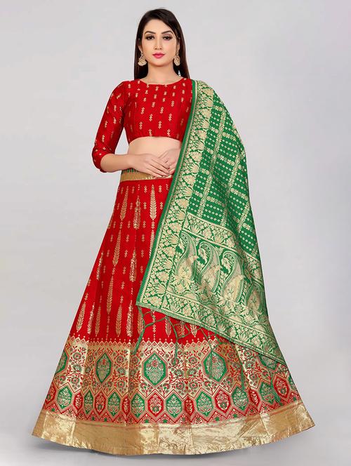 self design panelled lehenga choli set with dupatta - 20208620 - Very Small Image - 1