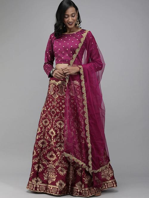 zari work semi-stitched lehenga choli with dupatta - 20208626 - Very Small Image - 1