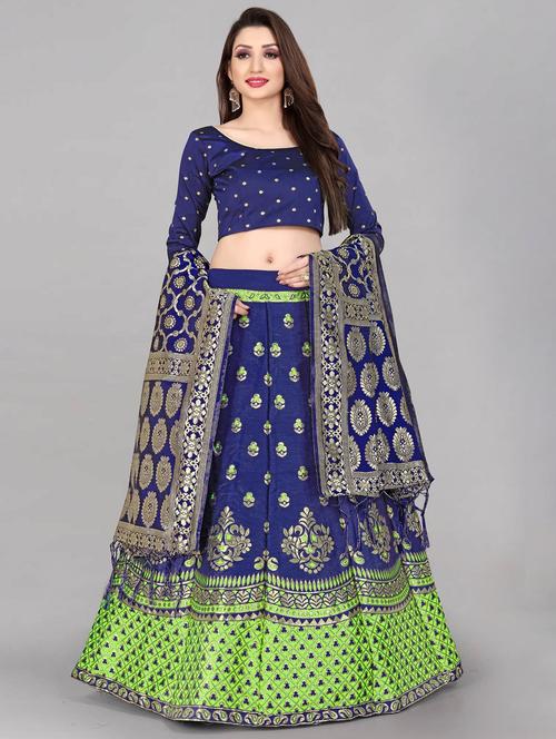 zari work semi-stitched lehenga choli with dupatta - 20208644 - Very Small Image - 1