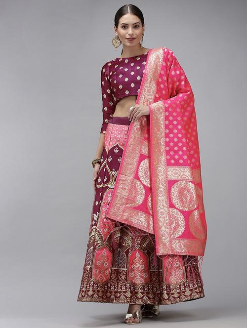 zari work semi-stitched lehenga choli with dupatta - 20208669 - Very Small Image - 1