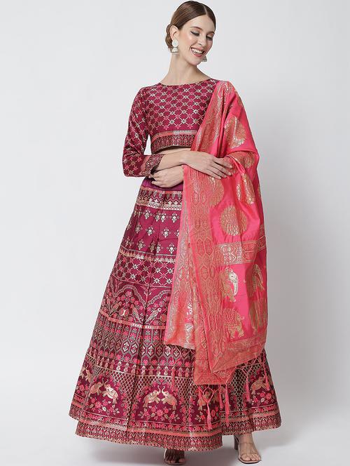 banarasi lehenga choli with dupatta set - 20208682 - Very Small Image - 1