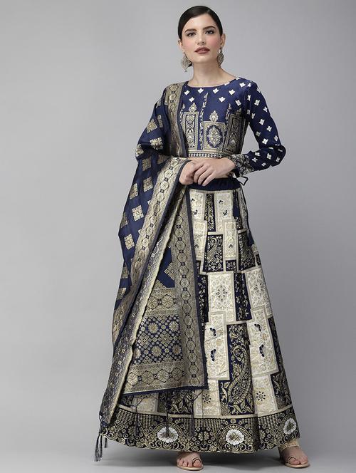 zari work semi-stitched lehenga choli with dupatta - 20208728 - Very Small Image - 1