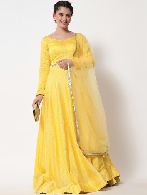 yellow lehenga choli with dupatta set - 20208772 - Very Small Image - 1
