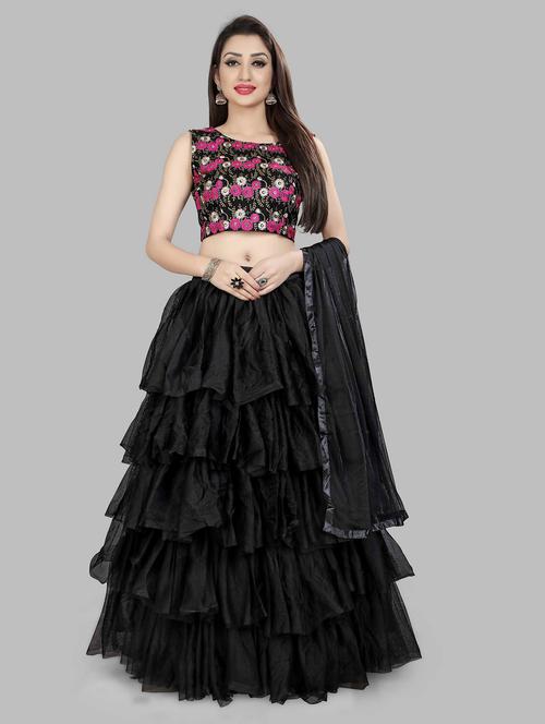layered lehenga choli with dupatta set - 20208780 - Very Small Image - 1