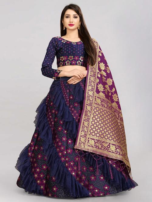 banarasi lehenga choli with dupatta set - 20208799 - Very Small Image - 1