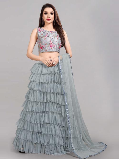 layered lehenga choli with dupatta set - 20208824 - Very Small Image - 1
