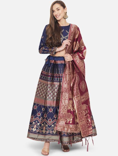 banarasi lehenga choli with dupatta set - 20208825 - Very Small Image - 1