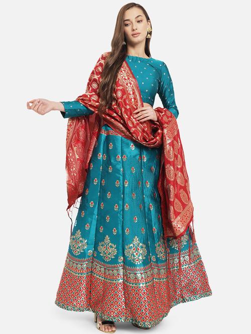 zari work semi-stitched lehenga choli with dupatta - 20208835 - Very Small Image - 1