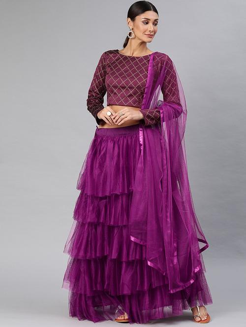 layered lehenga choli with dupatta set - 20208844 - Very Small Image - 1