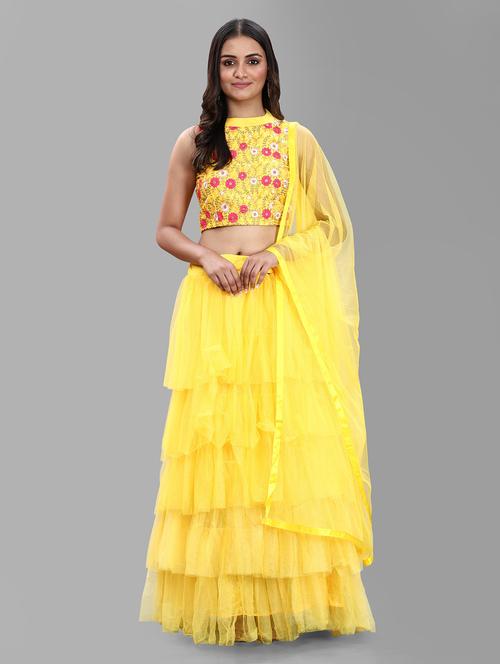 layered lehenga choli with dupatta set - 20208864 - Very Small Image - 1