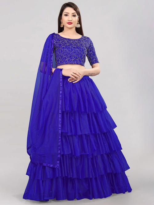blue colored tiered lehenga - 20208921 - Very Small Image - 1