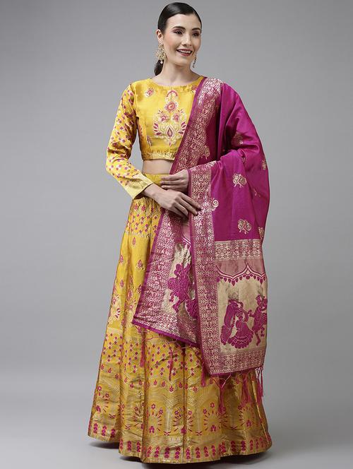 zari work semi-stitched lehenga choli with dupatta - 20208922 - Very Small Image - 1