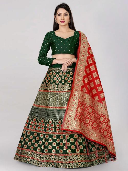 zari work semi-stitched lehenga choli with dupatta - 20208924 - Very Small Image - 1