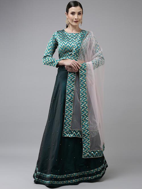 zari work semi-stitched lehenga choli with dupatta - 20208934 - Very Small Image - 1