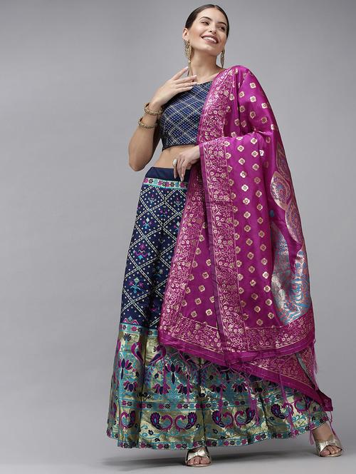 banarasi lehenga choli with dupatta set - 20208944 - Very Small Image - 1