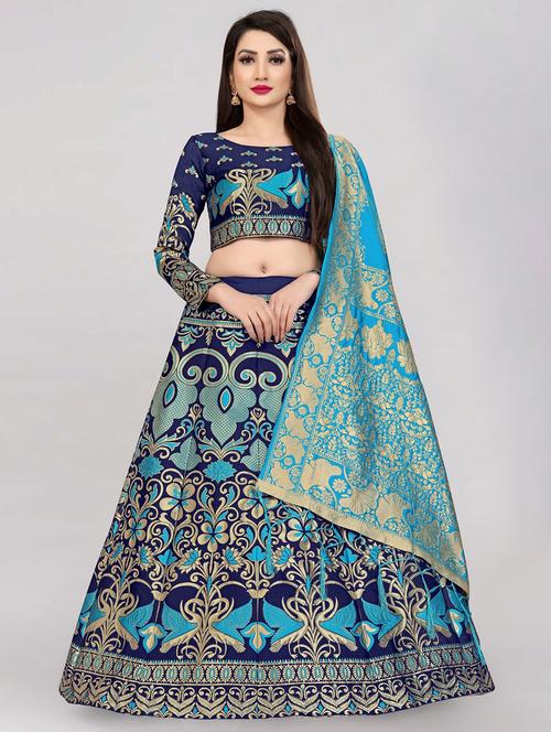 zari work semi-stitched lehenga choli with dupatta - 20208960 - Very Small Image - 1