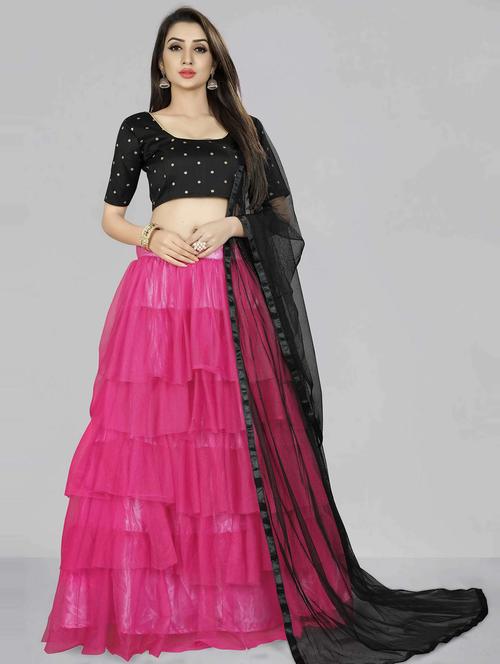 pink colored tiered lehenga - 20208962 - Very Small Image - 1