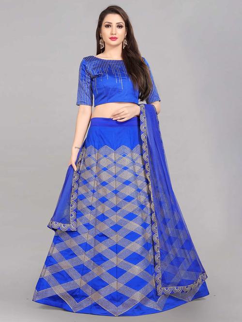 zari work semi-stitched lehenga choli with dupatta - 20208988 - Very Small Image - 1