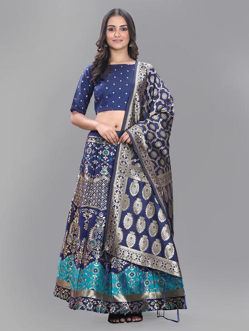 zari work semi-stitched lehenga choli with dupatta - 20208994 - Very Small Image - 1