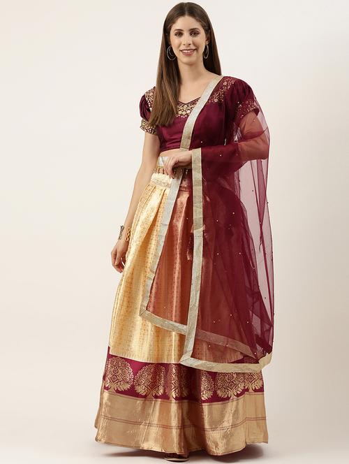 zari work semi-stitched lehenga choli with dupatta - 20209006 - Very Small Image - 1