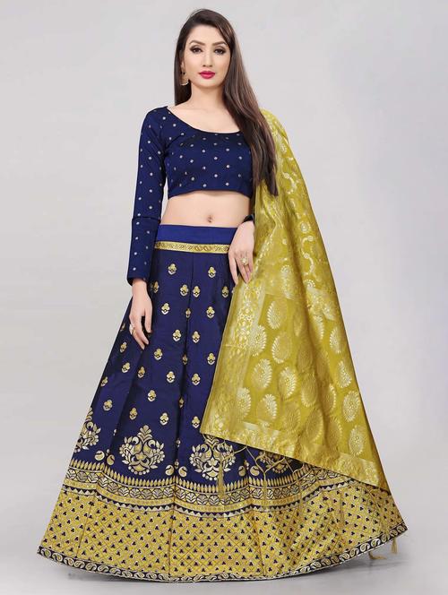 zari work semi-stitched lehenga choli with dupatta - 20209007 - Very Small Image - 1