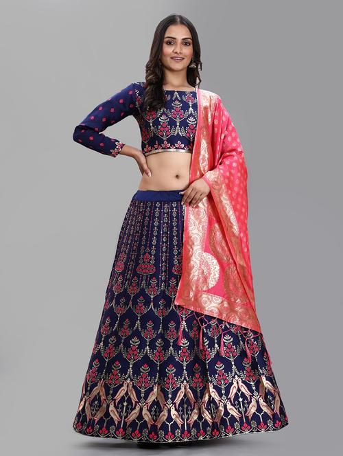 zari work semi-stitched lehenga choli with dupatta - 20209016 - Very Small Image - 1