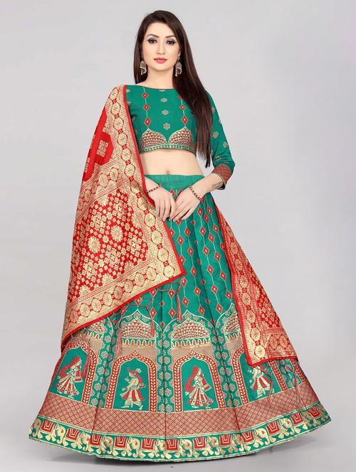 banarasi lehenga choli with dupatta set - 20209025 - Very Small Image - 1