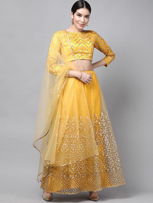 mellow yellow colored flared lehenga - 20209033 - Very Small Image - 1