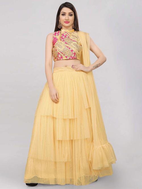 embroidered semi-stitched lehenga choli with dupatta - 20209036 - Very Small Image - 1