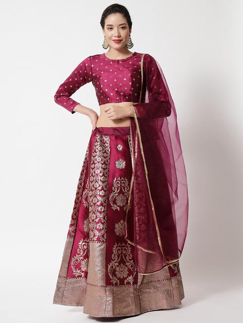 banarasi lehenga choli with dupatta set - 20209047 - Very Small Image - 1