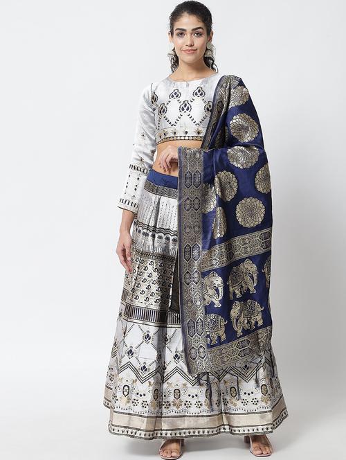 zari work semi-stitched lehenga choli with dupatta - 20209139 - Very Small Image - 1