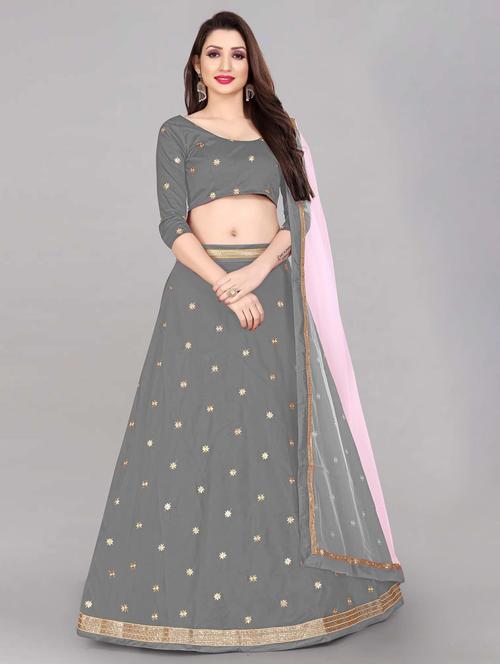 grey colored flared lehenga - 20209153 - Very Small Image - 1