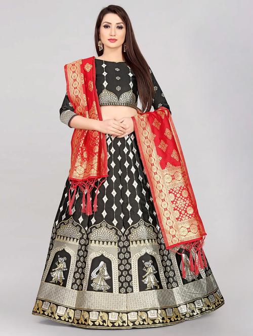 banarasi lehenga choli with dupatta set - 20209156 - Very Small Image - 1
