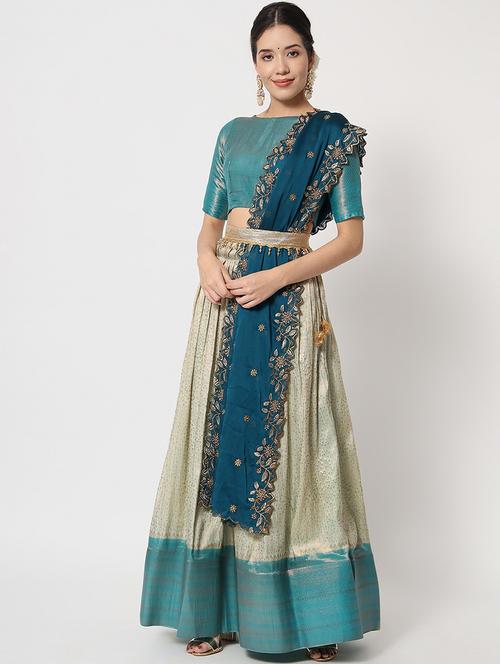 zari work semi-stitched lehenga choli with dupatta - 20209168 - Very Small Image - 1