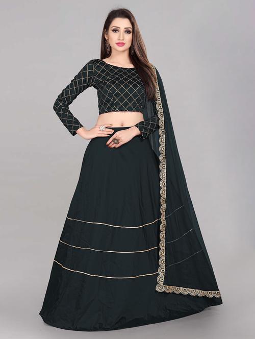 black colored flared lehenga - 20209169 - Very Small Image - 1