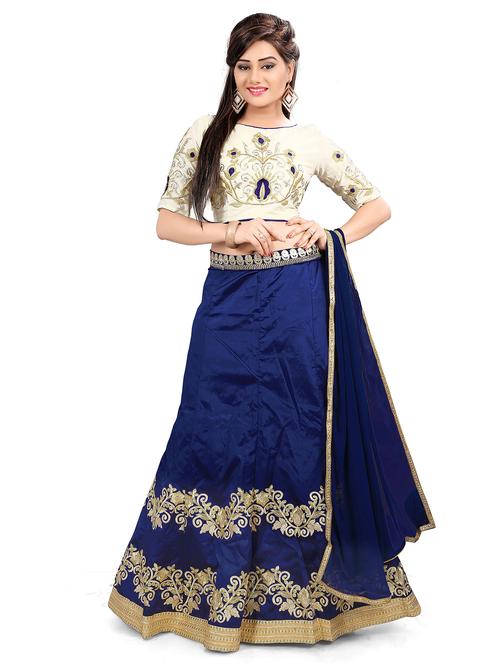 navy blue colored flared lehenga - 20209173 - Very Small Image - 1