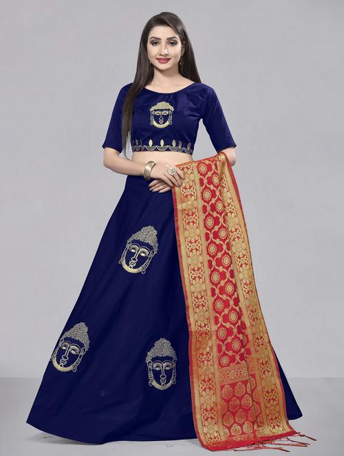 navy blue colored flared lehenga - 20209176 - Very Small Image - 1