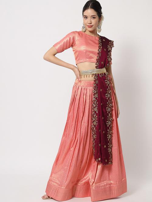 zari work semi-stitched lehenga choli with dupatta - 20209180 - Very Small Image - 1