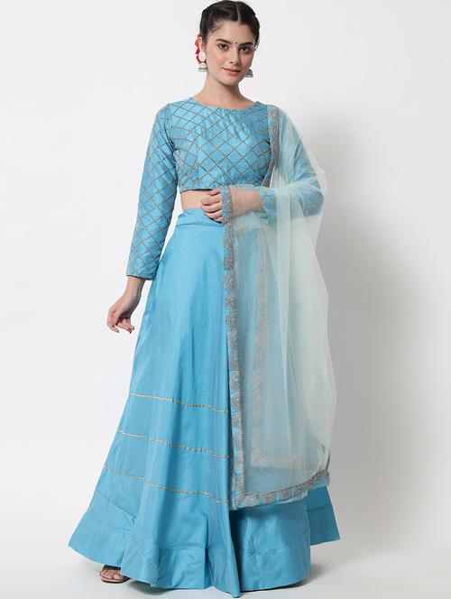 purist blue colored flared lehenga - 20209188 - Very Small Image - 1