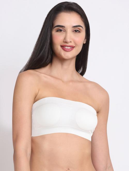 white cotton blend tube bra - 20209361 - Very Small Image - 1