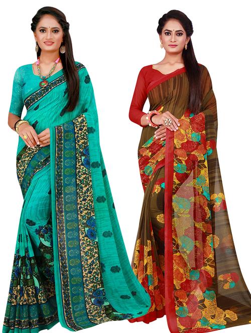 pack of 2 printed sarees - 20209398 - Very Small Image - 1