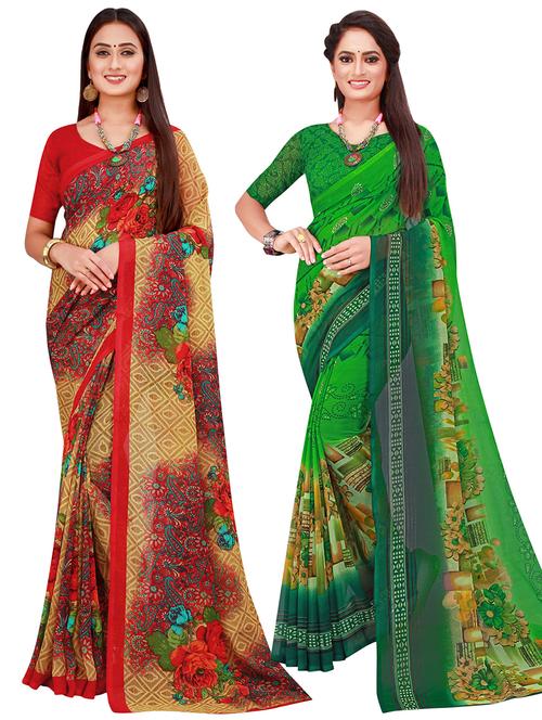 pack of 2 printed sarees - 20209684 - Very Small Image - 1