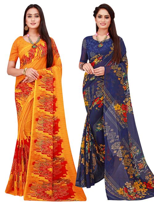 pack of 2 printed sarees - 20209699 - Very Small Image - 1