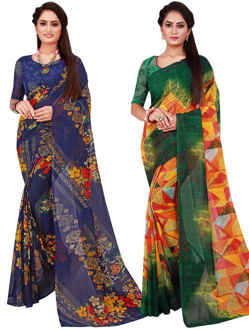 pack of 2 printed sarees - 20209704 - Very Small Image - 1
