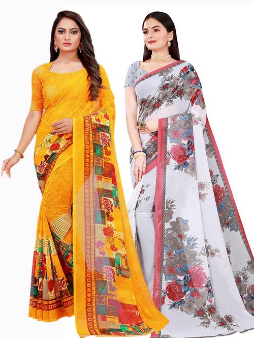 women's floral multi colored saree with blouse - 20210074 - Very Small Image - 1