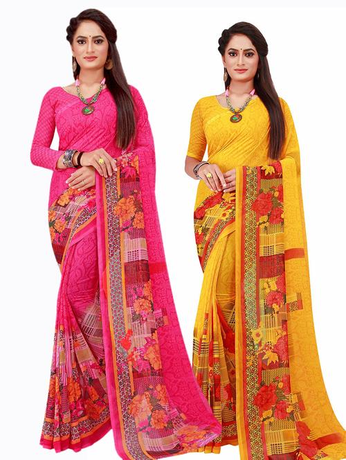 pack of 2 printed saree with blouse - 20210195 - Very Small Image - 1